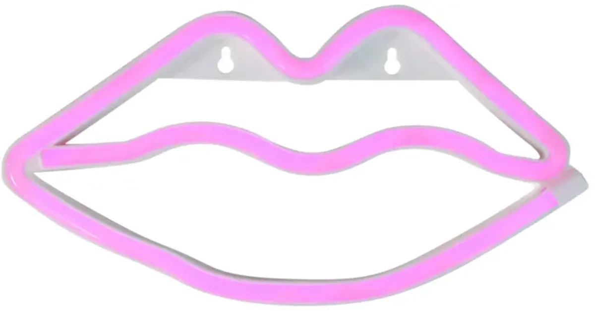 10.5" Pink Lips LED Neon Style Valentine's Day Wall Sign
