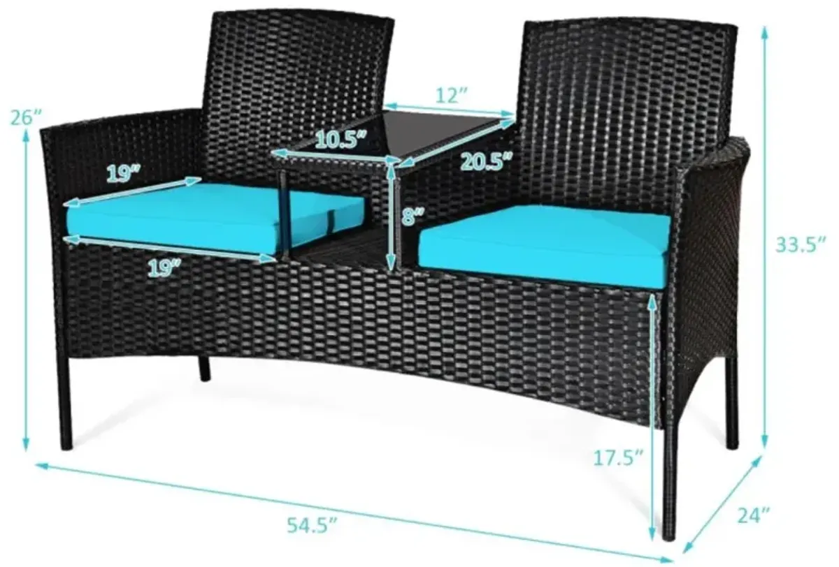 Hivvago Wicker Patio Conversation Furniture Set with Removable Cushions and Table