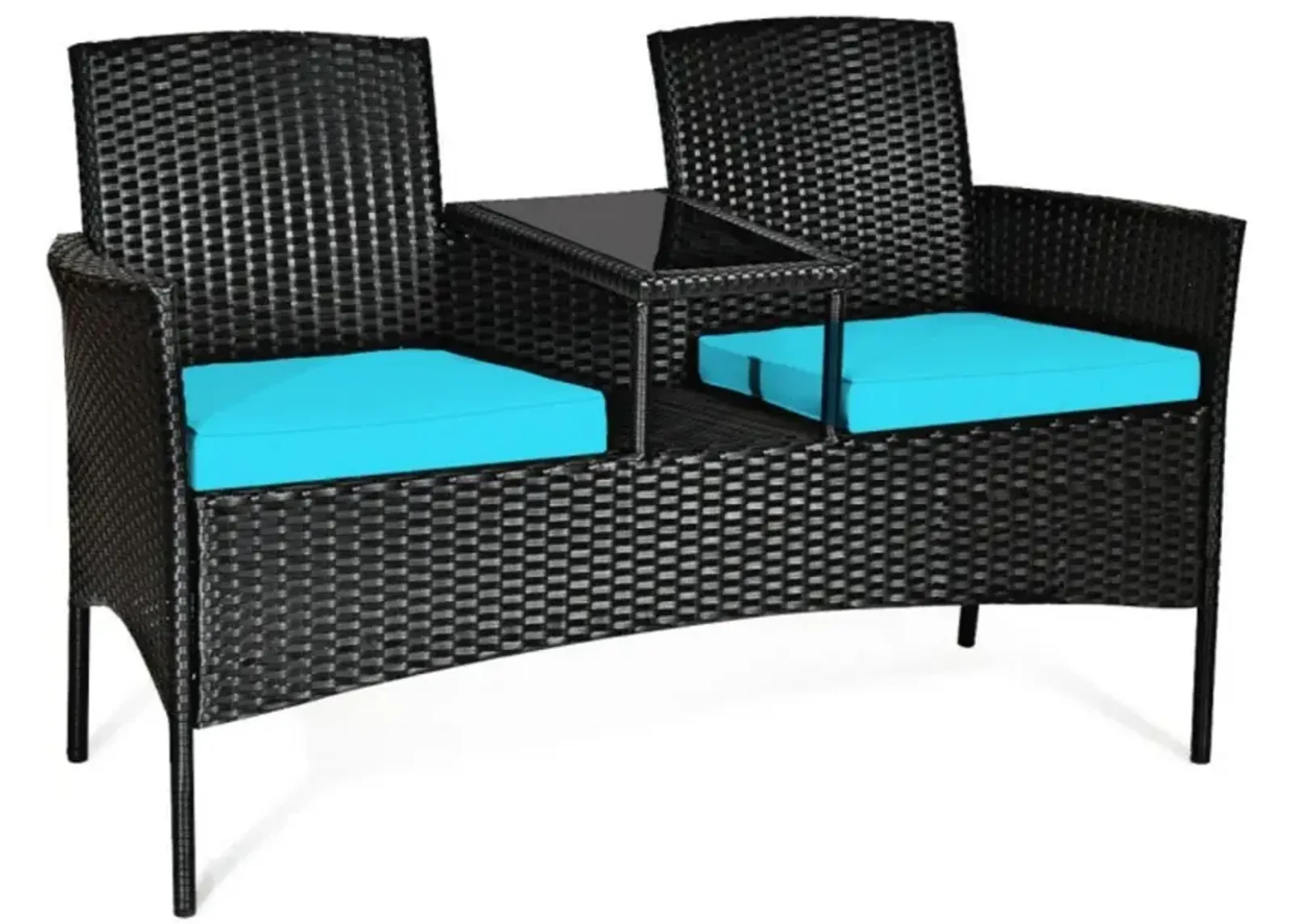 Hivvago Wicker Patio Conversation Furniture Set with Removable Cushions and Table