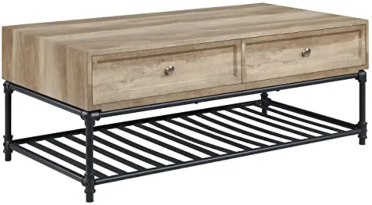 LV00748 - Coffee Table, Oak & Sandy Black Finish - Brantley