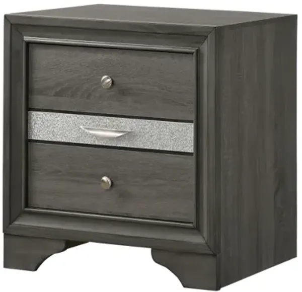 Streamdale Traditional Matrix 2 Drawers Nightstand In Gray Made With Wood