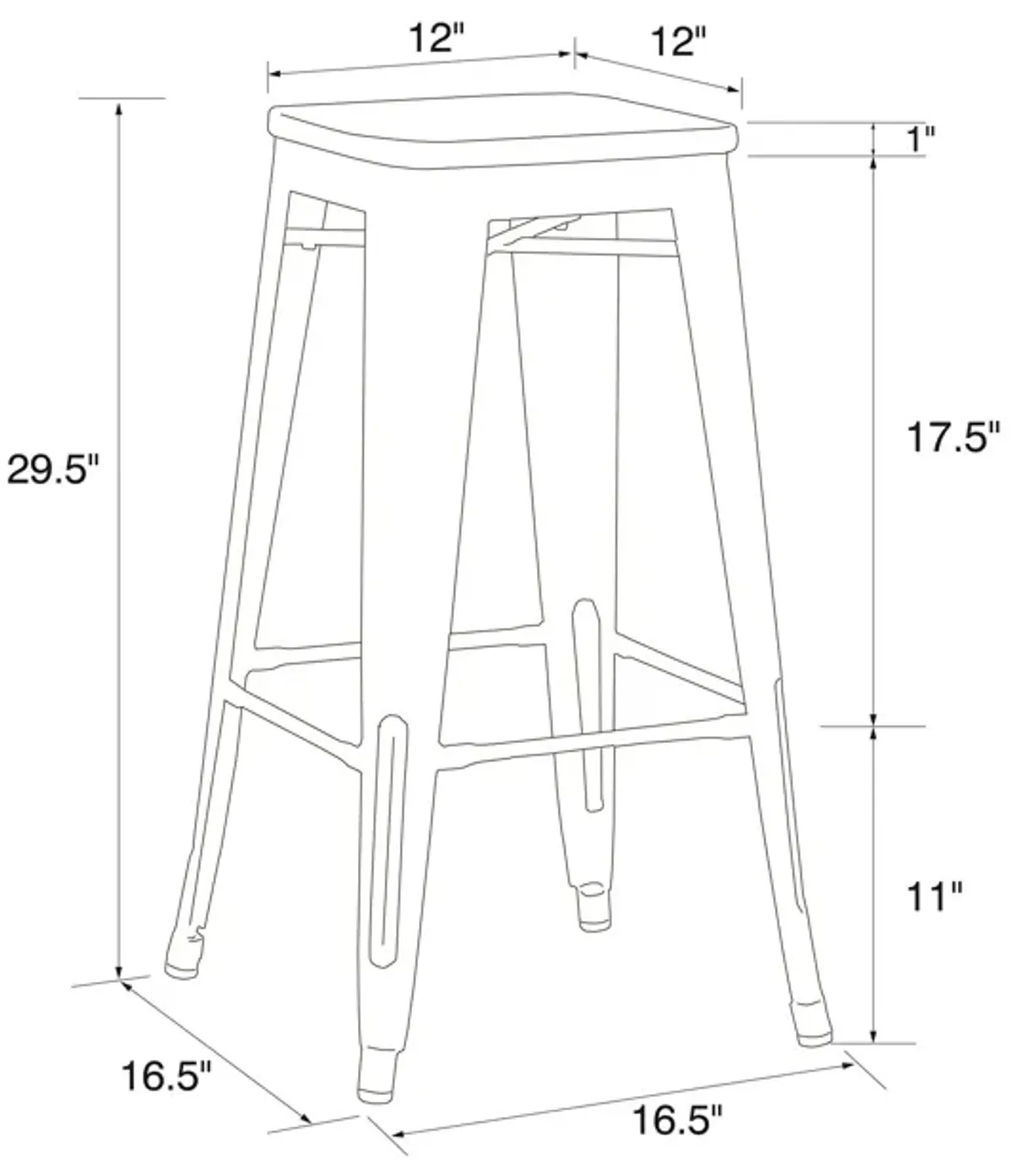 Atwater Living Zeno 30" Bar Stool with Wood Seat, Antique Gun Metal, Set of 2