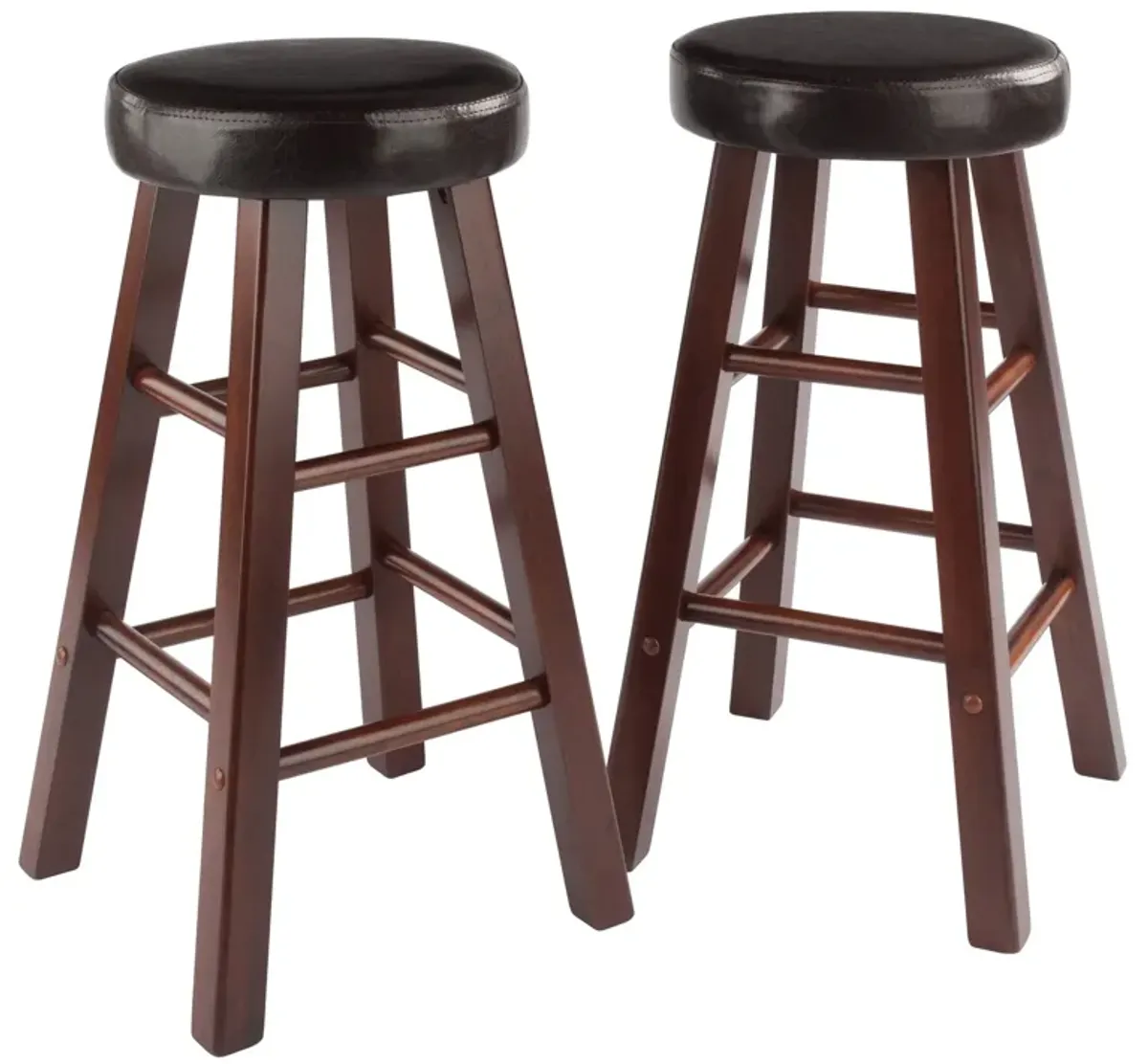 Maria 2-PC Counter Stool Set | Plush Faux Leather Cushion | Solid Wood Frame | Walnut Finish | Versatile & Stylish | Assembly Hardware Included | 25.5" Seat Height | 220 lbs Capacity