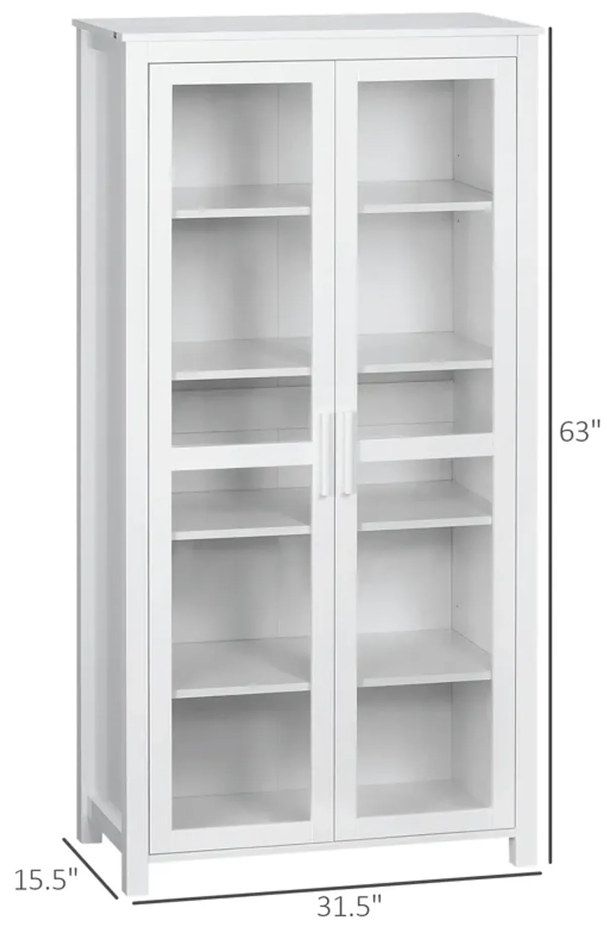 Modern Kitchen Pantry, 5-tier Storage Cabinet w/ Adjustable Shelves, White