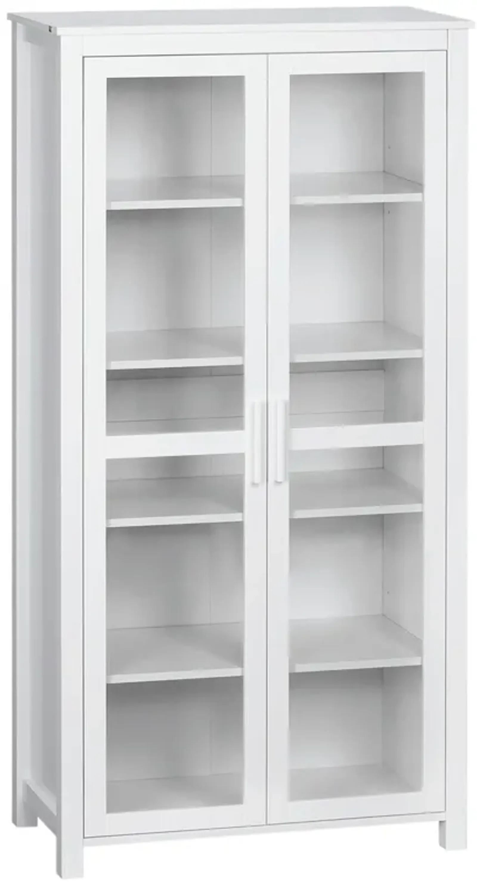 Modern Kitchen Pantry, 5-tier Storage Cabinet w/ Adjustable Shelves, White