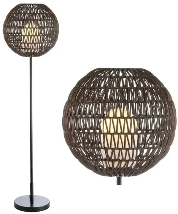 Bea Outdoor Woven Globe LED Floor Lamp