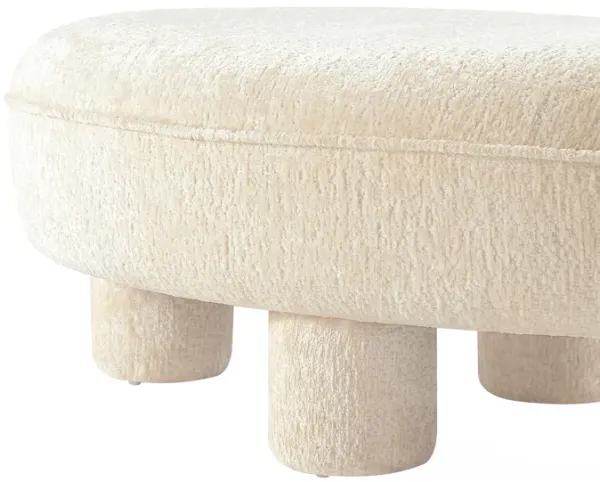 Tribeca Chenille Accent Ottoman in Cream