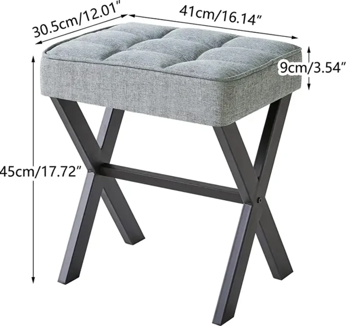 IBUYKE Square Makeup Stool with X-Leg Foot Rest