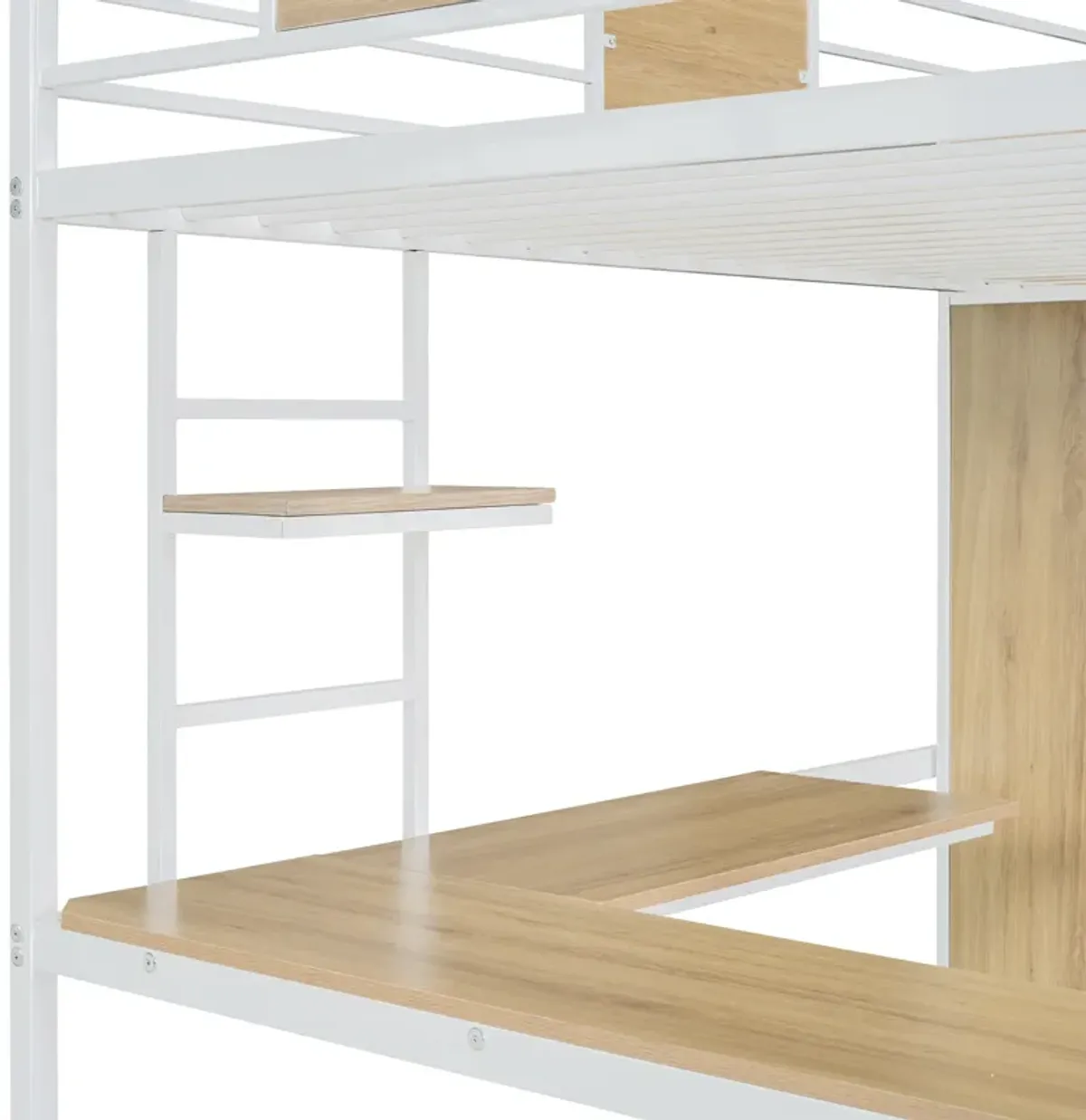 Merax Loft bed with L-shape Desk and Wardrobe