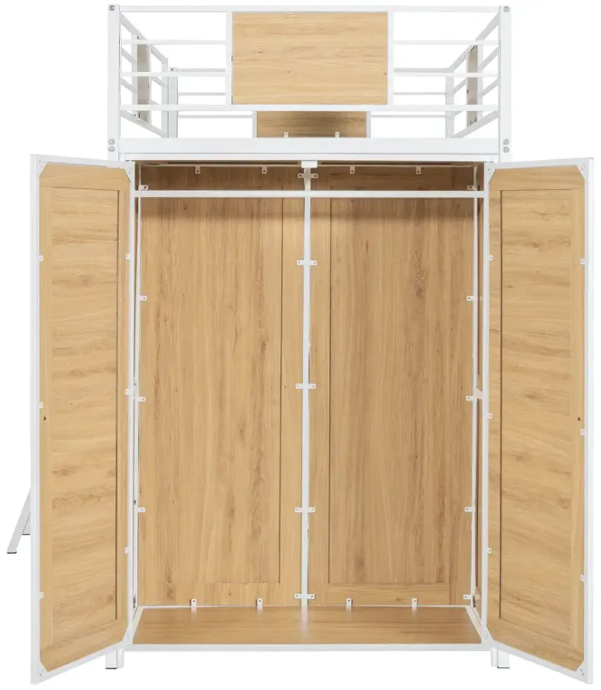 Merax Loft bed with L-shape Desk and Wardrobe