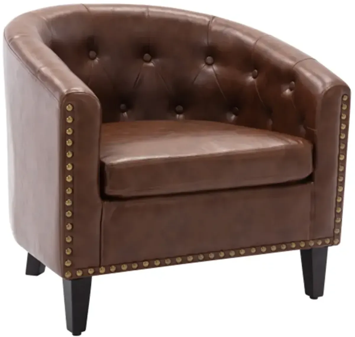 PU Leather Tufted Barrel ChairTub Chair for Living Room Bedroom Club Chairs