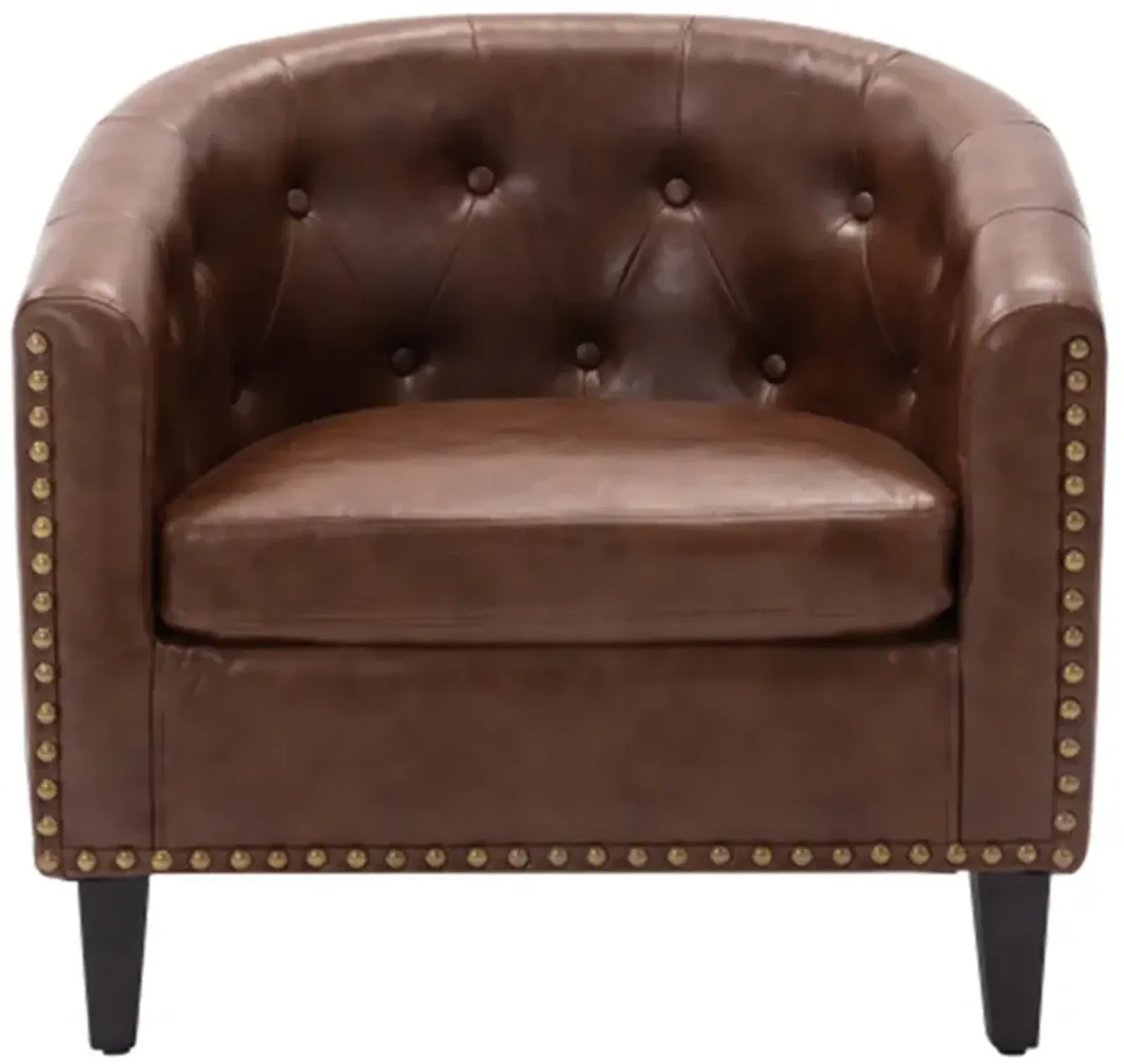 PU Leather Tufted Barrel ChairTub Chair for Living Room Bedroom Club Chairs