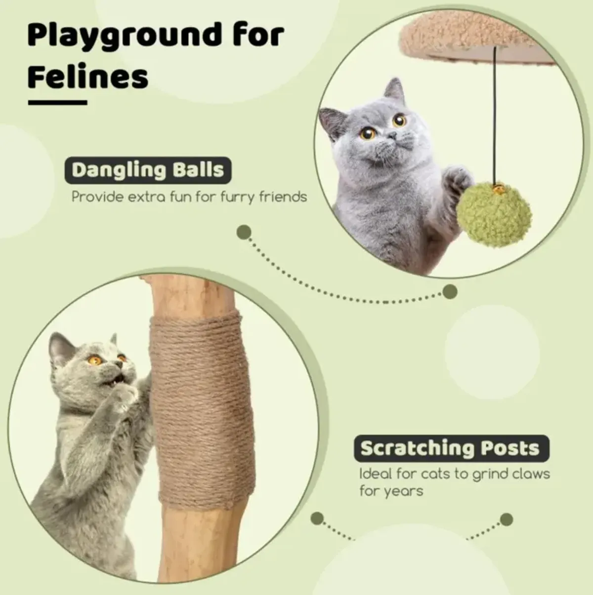 Hivvago 43 Inch Wooden Cat Tree with Padded Top Perch