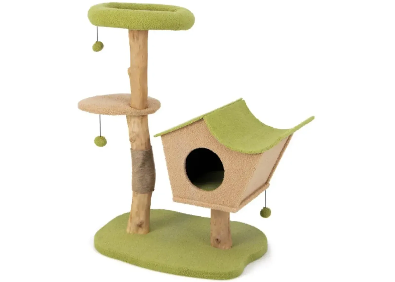 Hivvago 43 Inch Wooden Cat Tree with Padded Top Perch