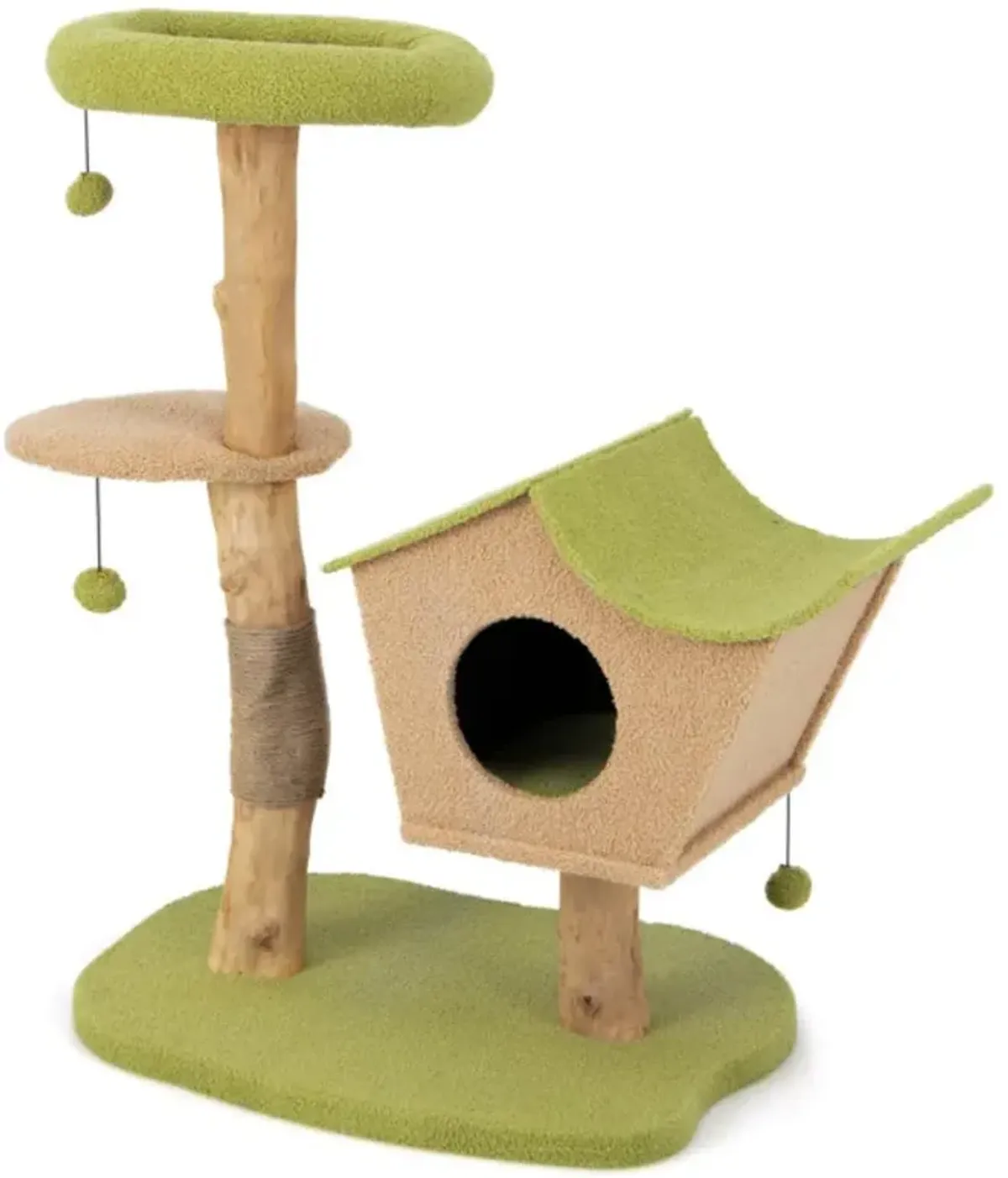 Hivvago 43 Inch Wooden Cat Tree with Padded Top Perch