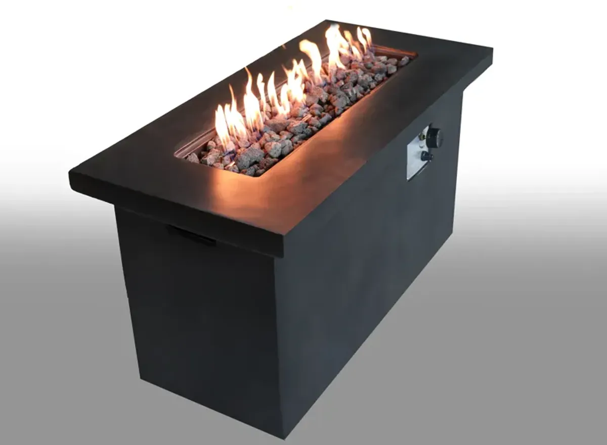 Living Source International 24'' x Rectangle Fire Pit Table with Hidden Fuel Tank Charcoal