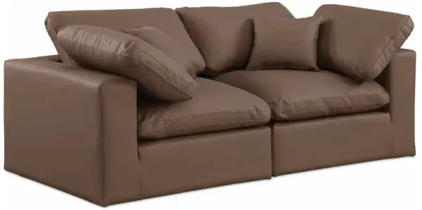 Meridian Furniture Comfy Brown Vegan Leather Modular Sofa