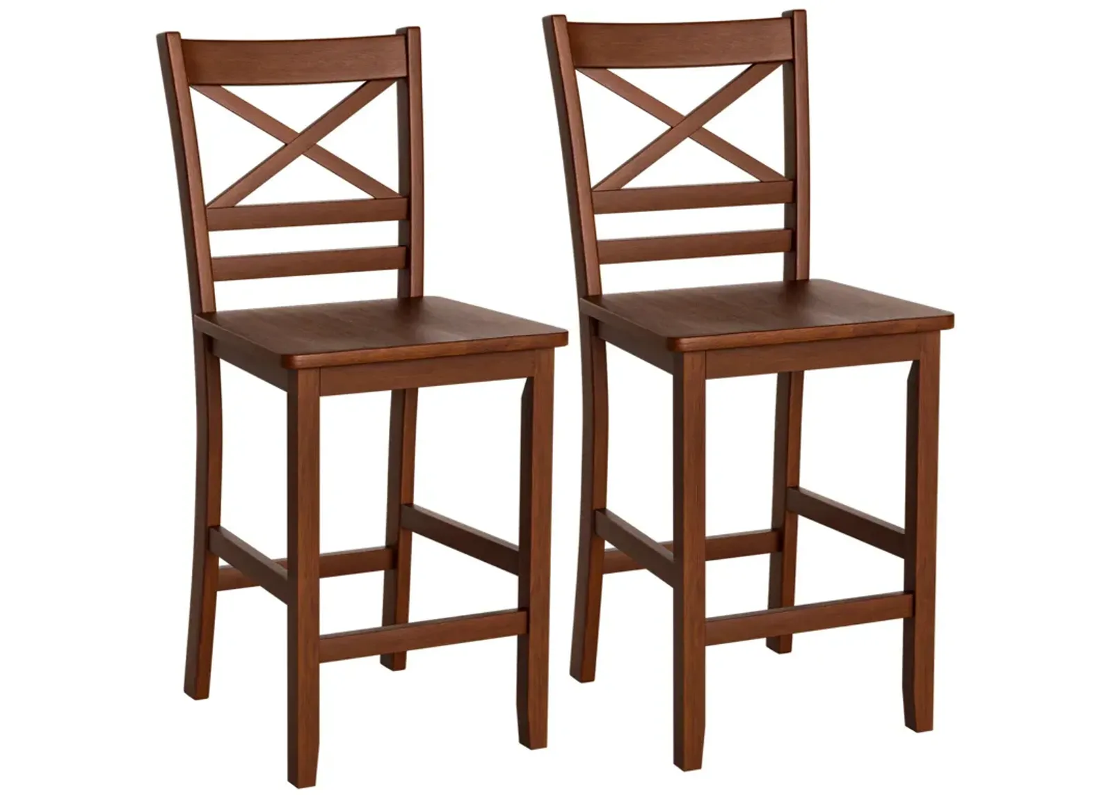 Set of 2 Bar Stools 25 Inch Counter Height Chairs with Rubber Wood Legs