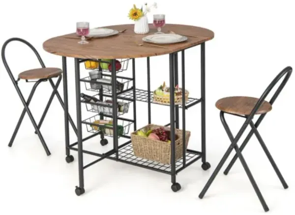 Hivvago 3 Pieces Folding Dining Table and Chair Set