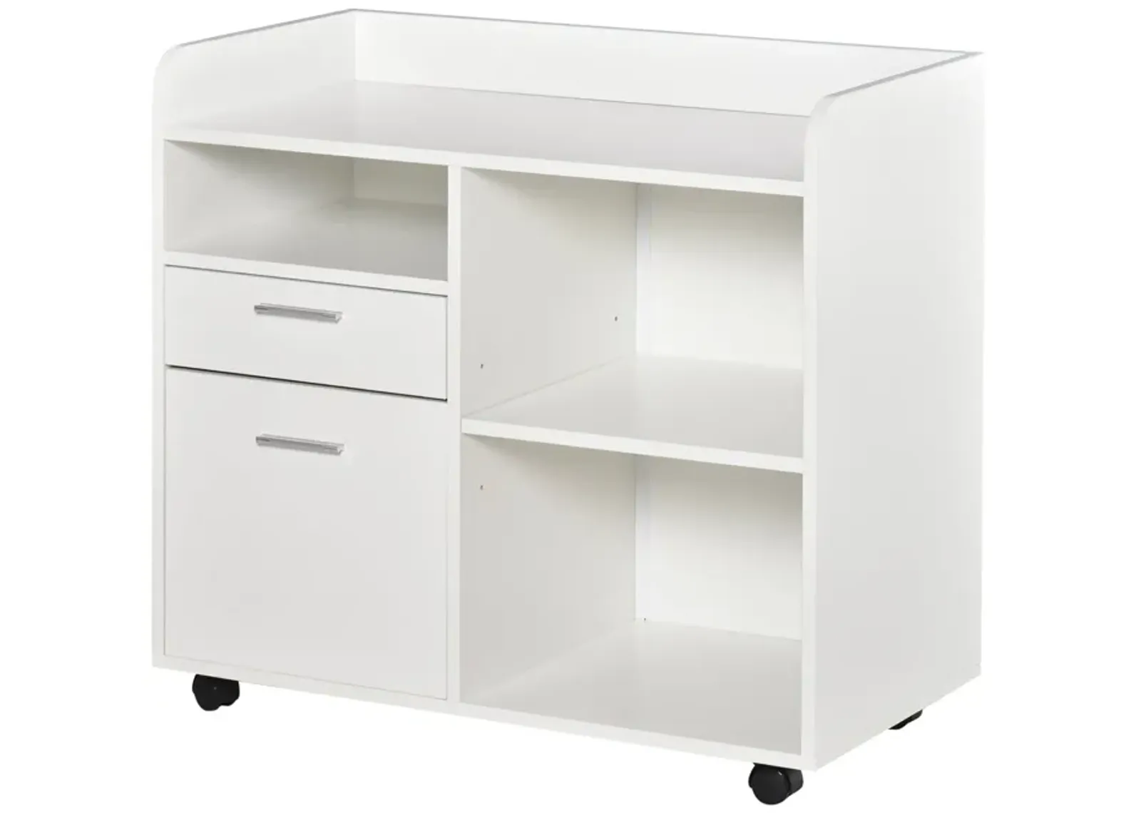 White Office Organizer: Mobile Filing Cabinet Printer Stand