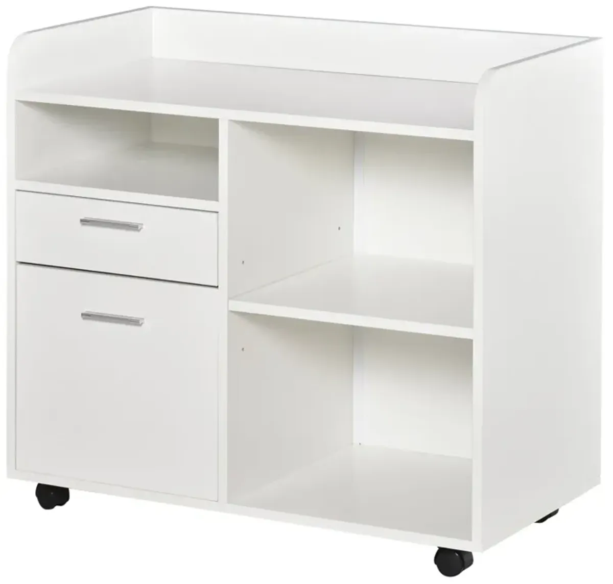 White Office Organizer: Mobile Filing Cabinet Printer Stand