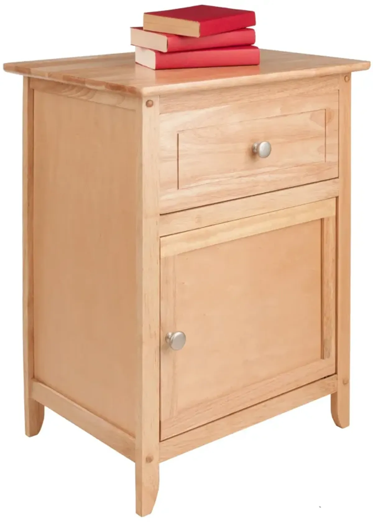 Casafoyer Versatile Wood End Table with Satin Nickel Knobs, Natural Finish