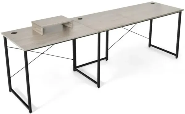 Hivvago 2-Person L-Shaped Long Reversible Computer Desk with Monitor Stand