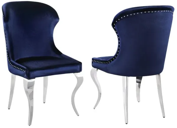 Cheyanne Upholstered Dining Side Chair Ink Blue (Set of 2)