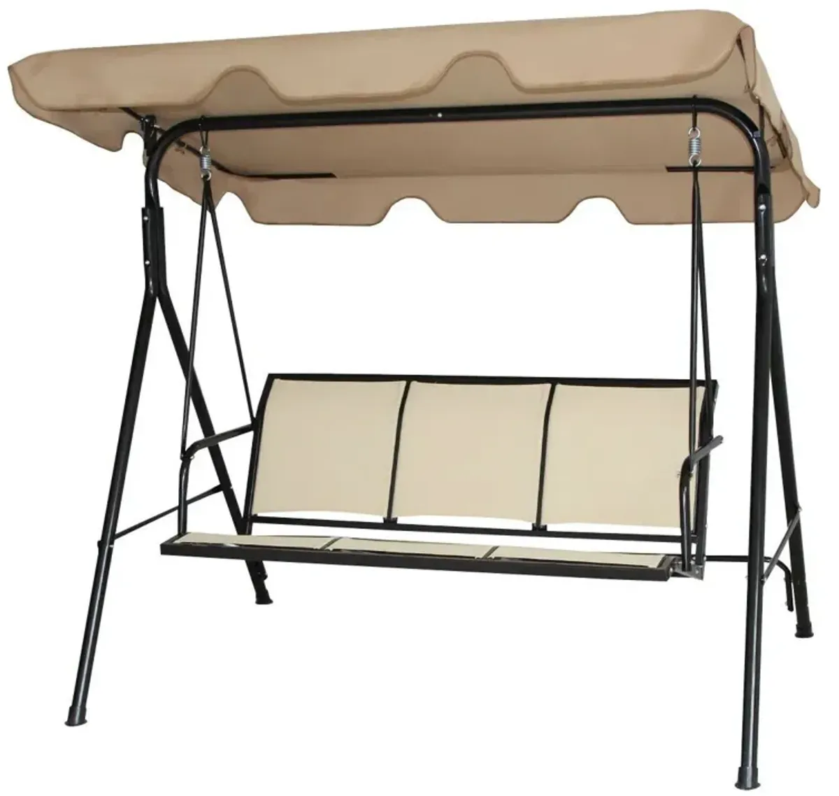 Hivvago Outdoor Porch Patio 3-Person Canopy Swing in Light Brown