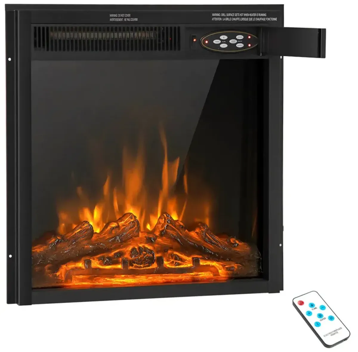 Electric Fireplace Insert with 7-Level Adjustable Flame Brightness