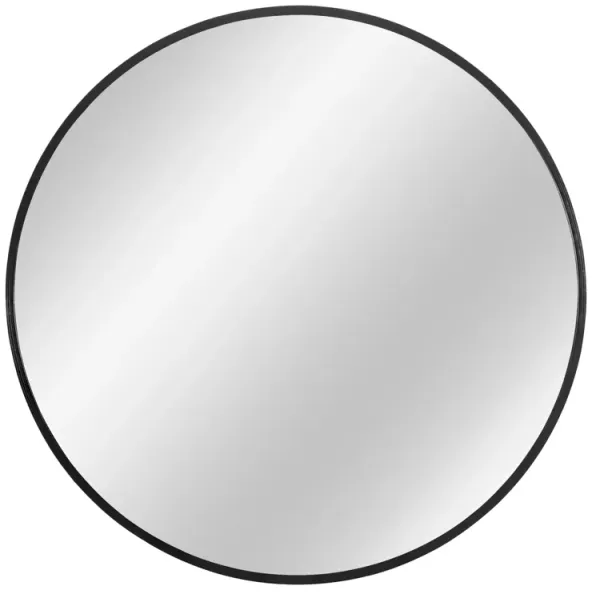 20 inch  Aluminum Alloy Framed Black Wall-Mounted Round Bathroom Mirror