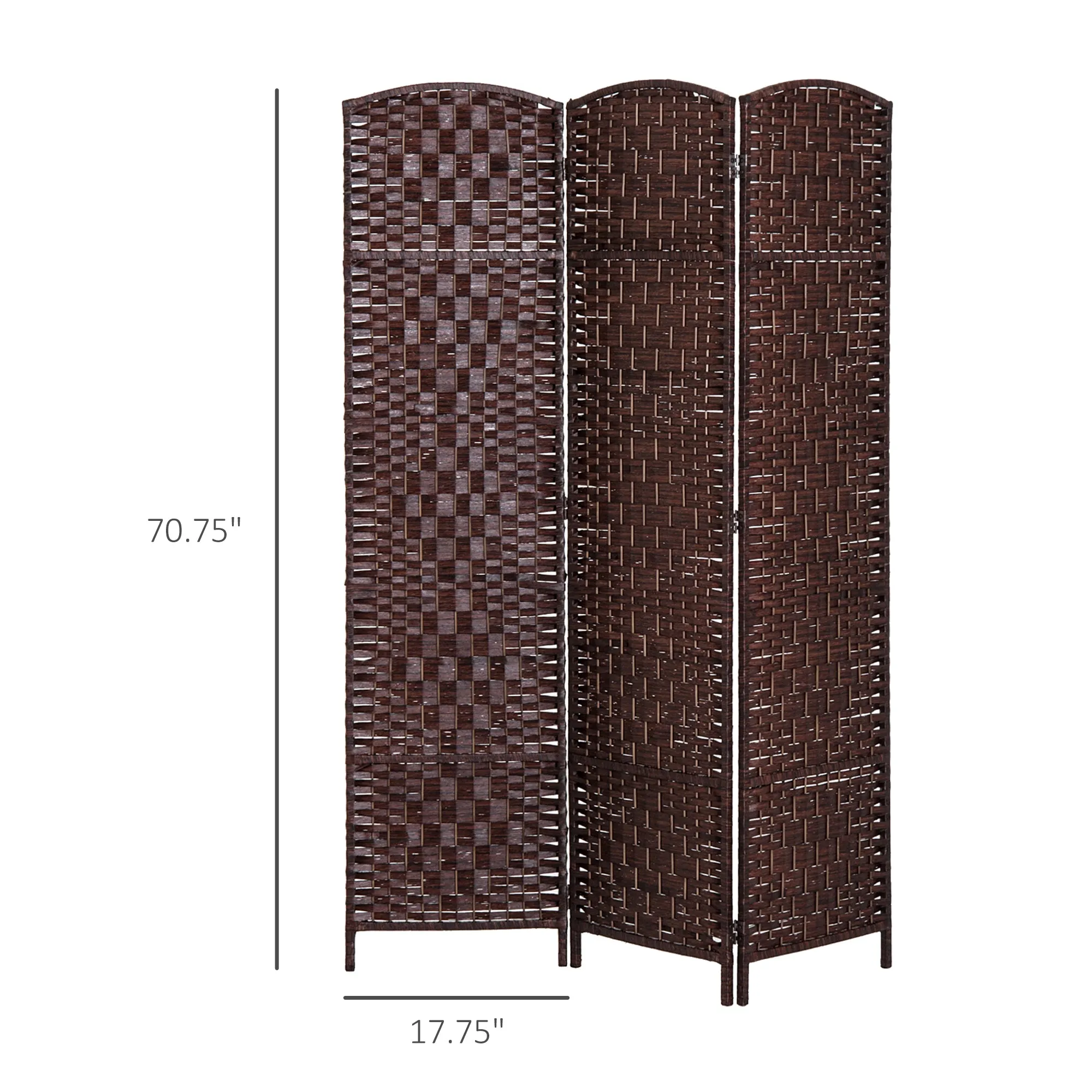 Brown Privacy Screen: 3-Panel 6' Tall Folding Wicker Room Divider