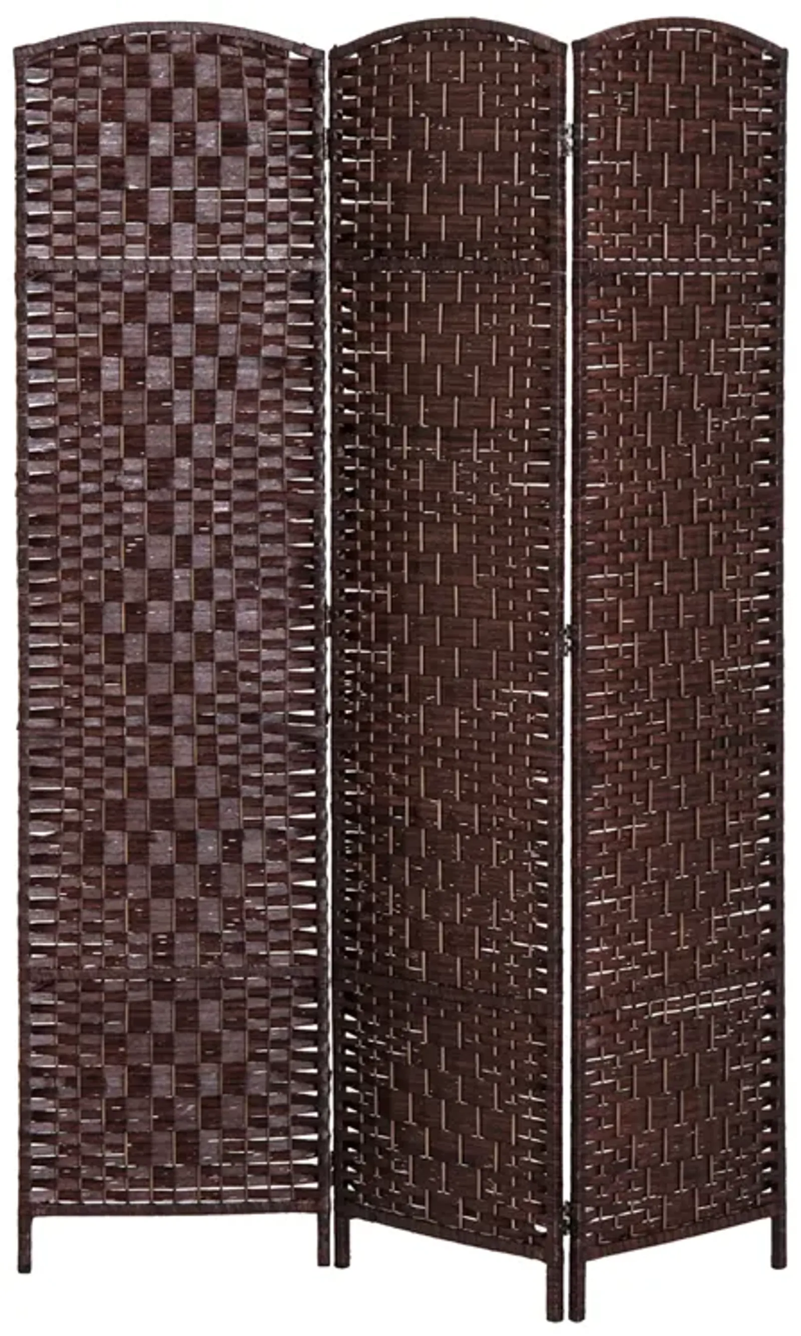 Brown Privacy Screen: 3-Panel 6' Tall Folding Wicker Room Divider