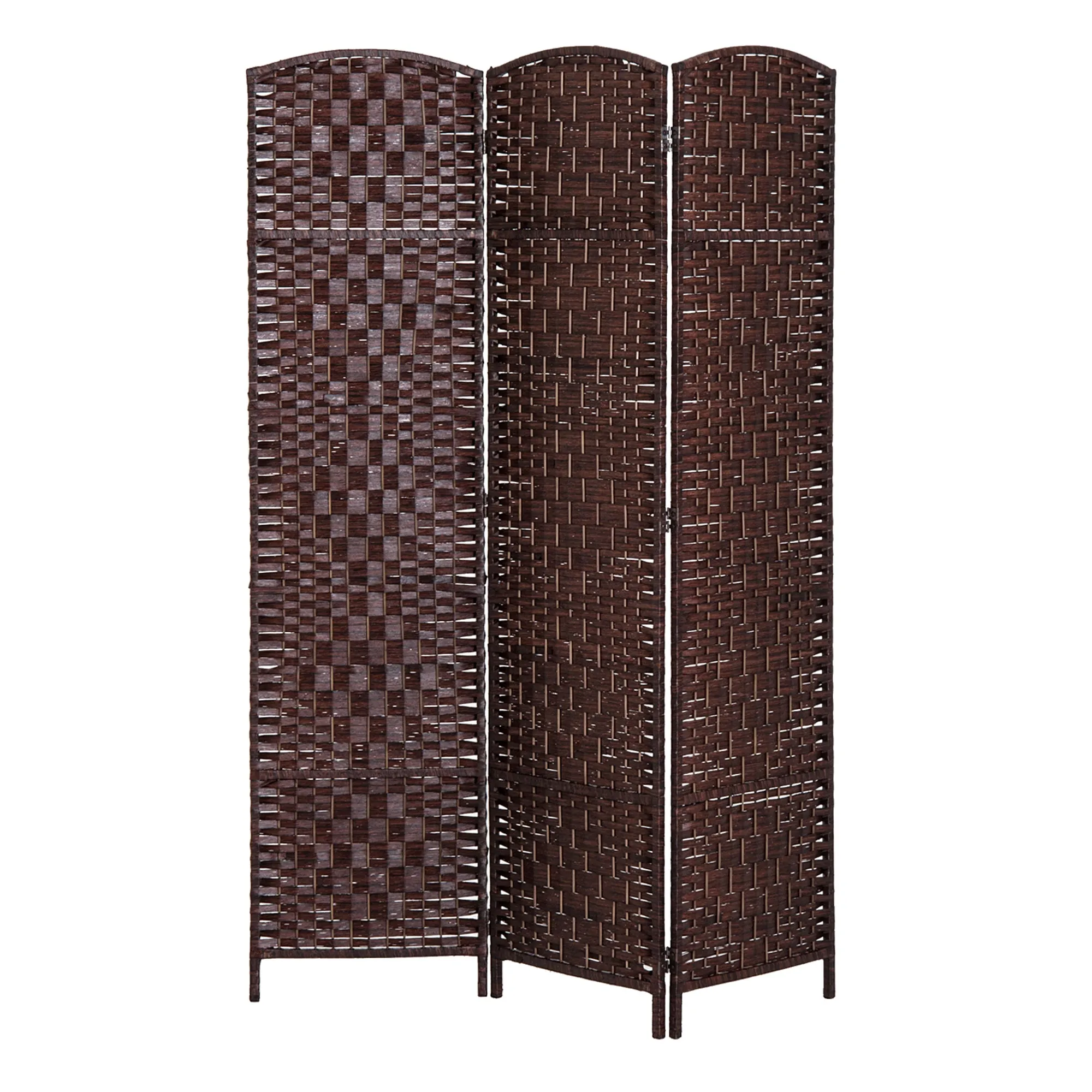 Brown Privacy Screen: 3-Panel 6' Tall Folding Wicker Room Divider