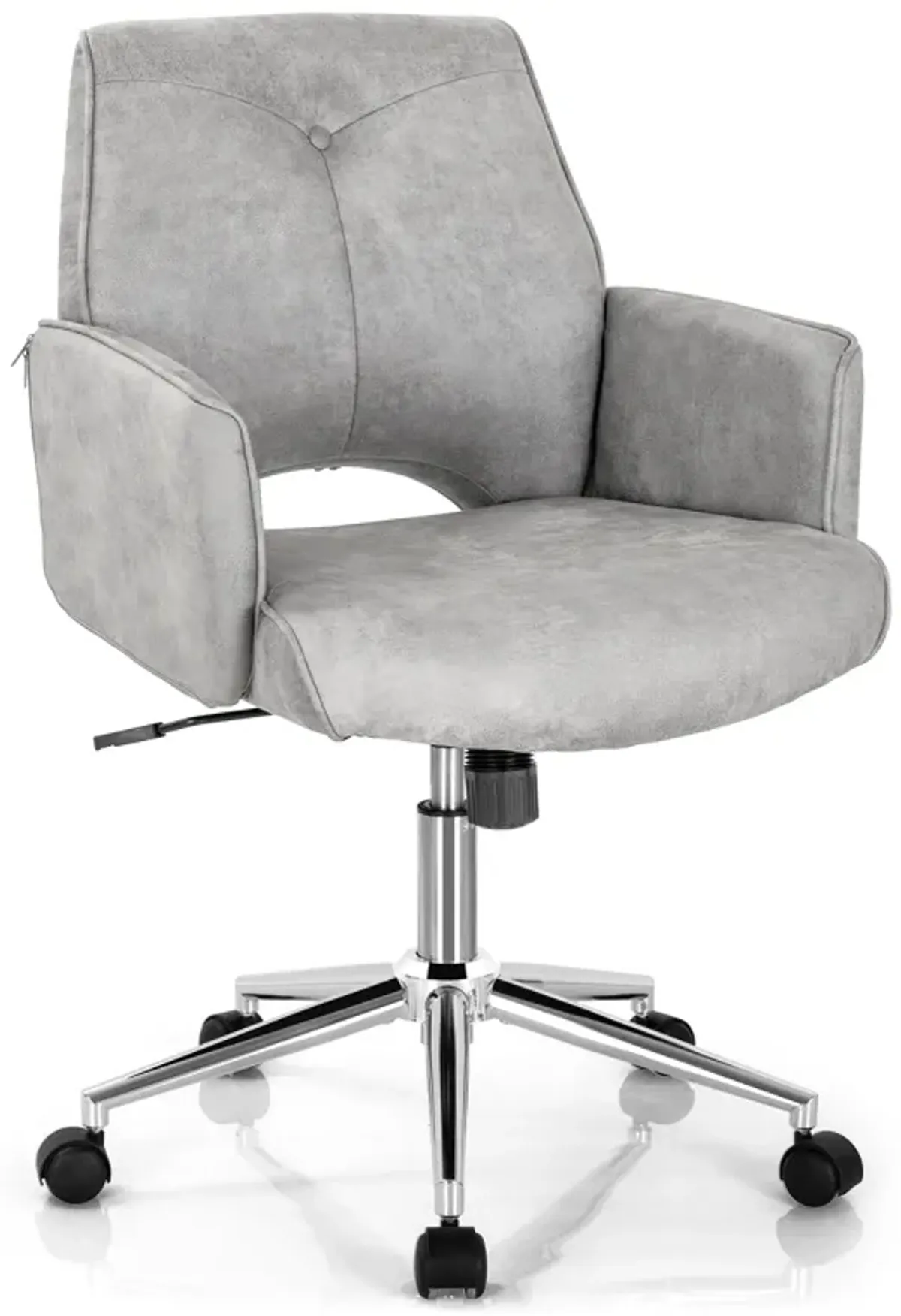 Adjustable Hollow Mid Back Leisure Office Chair with Armrest-Gray