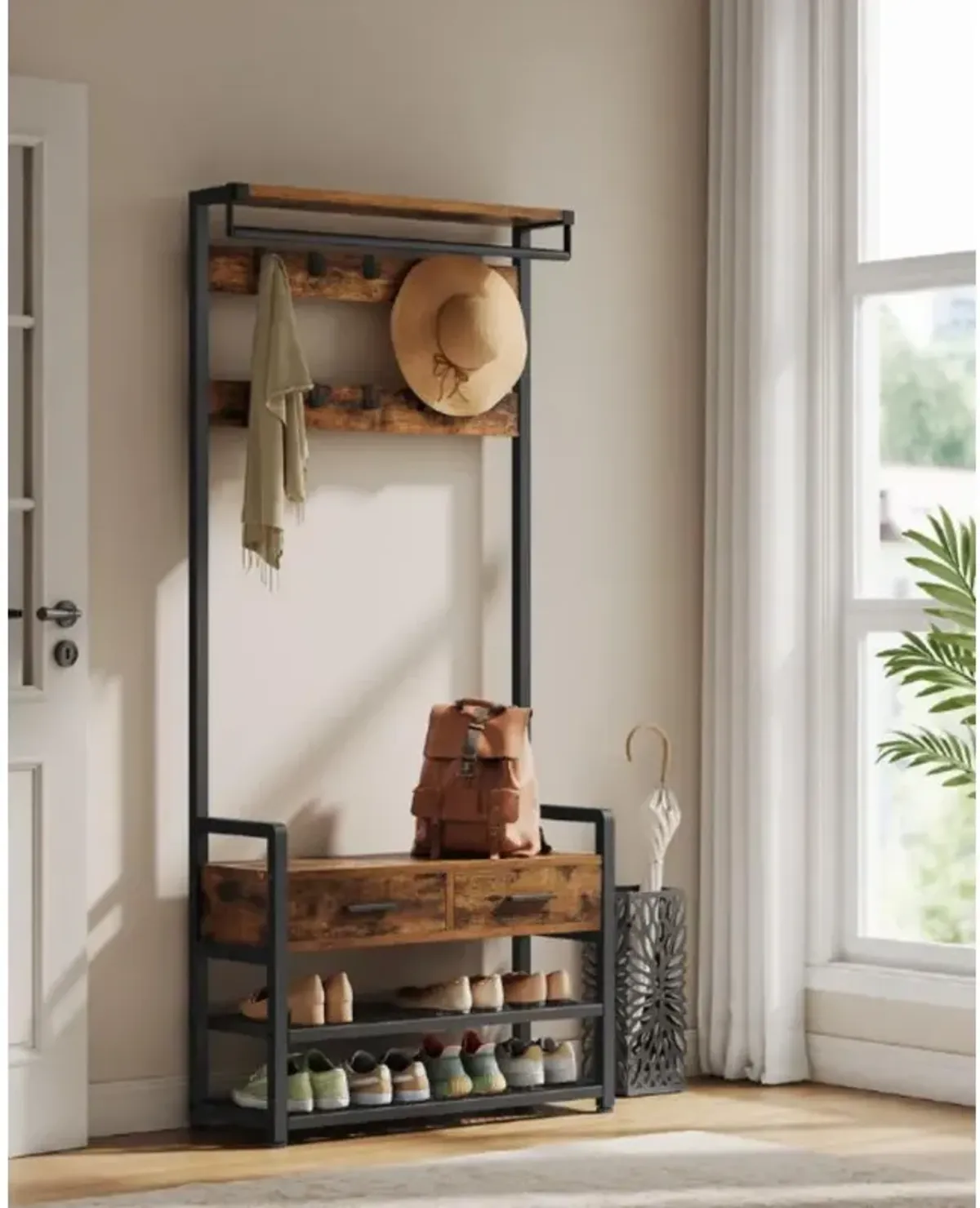 Hall Tree with Bench and Shoe Storage