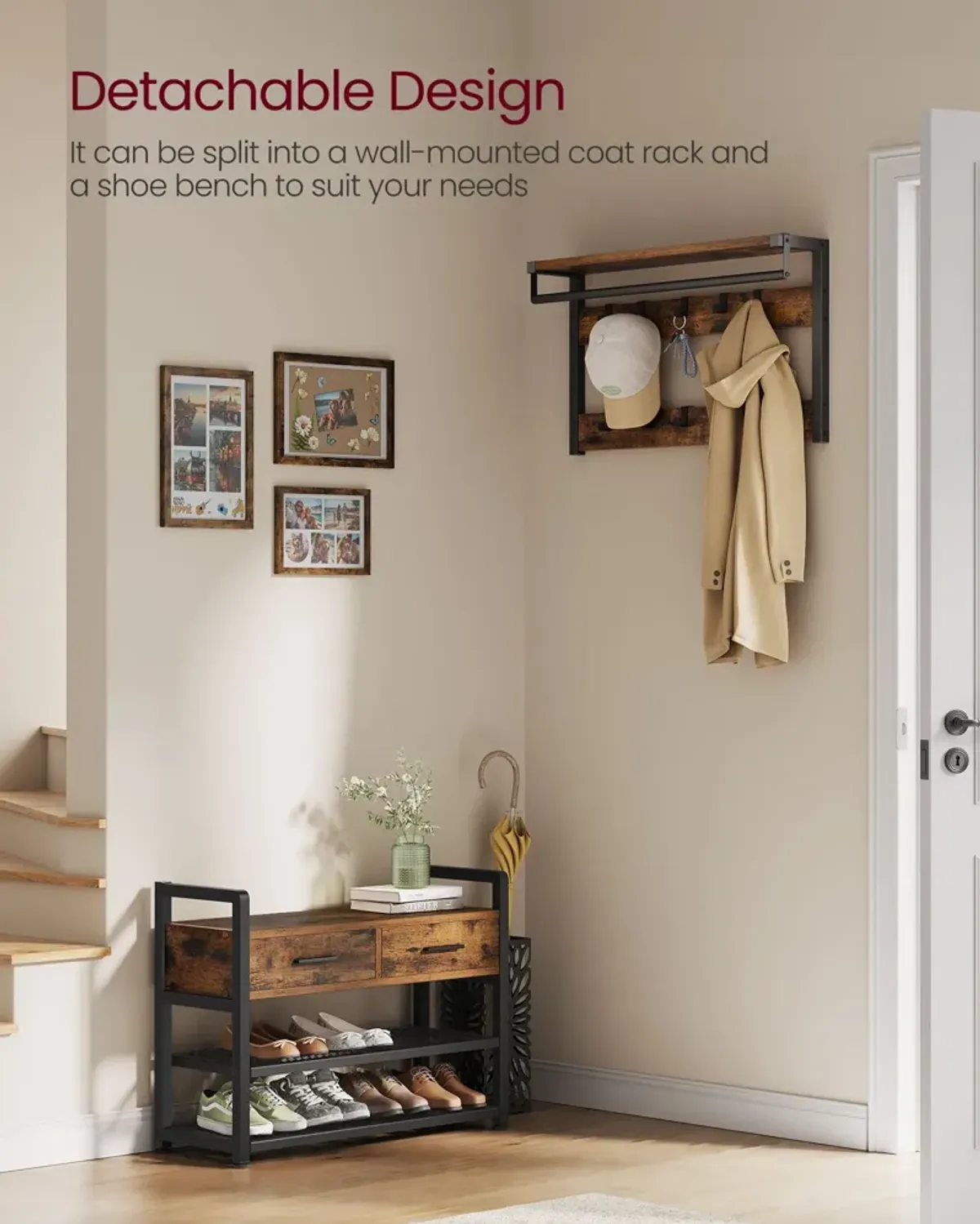 Hall Tree with Bench and Shoe Storage