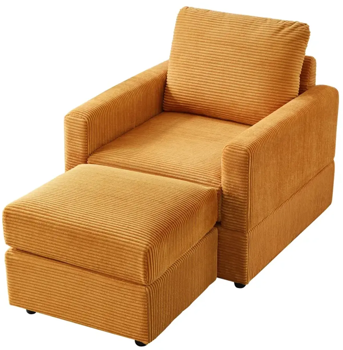 Merax Classic Corduroy Upholstered Accent Chair with Ottoman