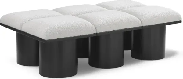 Meridian Furniture Pavilion Cream Boucle Fabric Bench