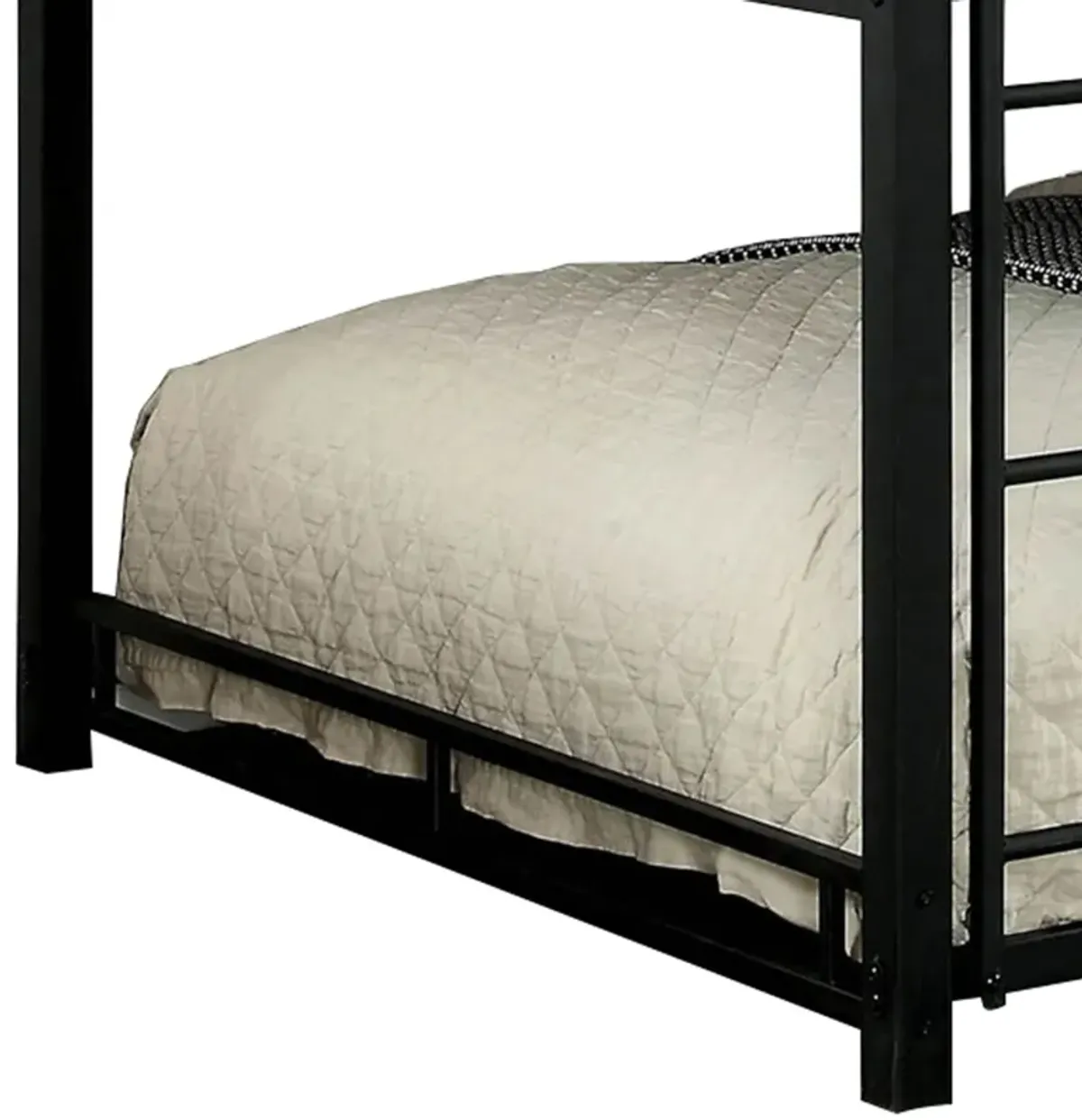 Industrial Style Full Triple Decker Bunk Bed with Ladder, Black-Benzara