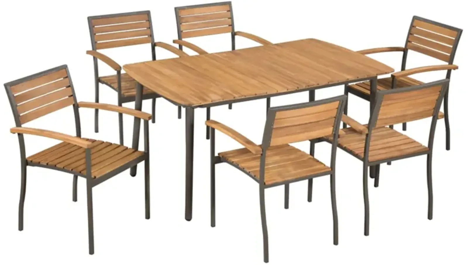 vidaXL 7 Piece Outdoor Dining Set Solid Acacia Wood and Steel