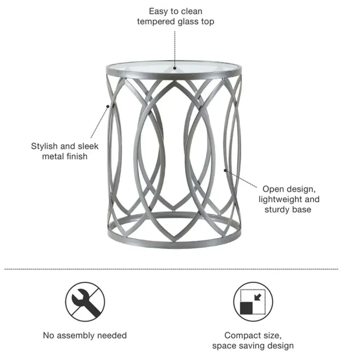 Belen Kox Modern Metal Eyelet Accent Table, Belen Kox