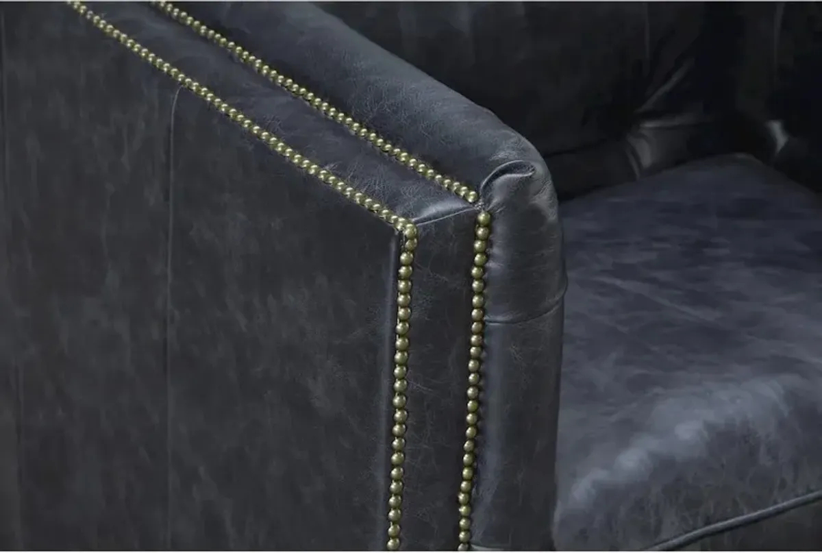 Crafters and Weavers Tuxedo Leather Arm Chair - Slate