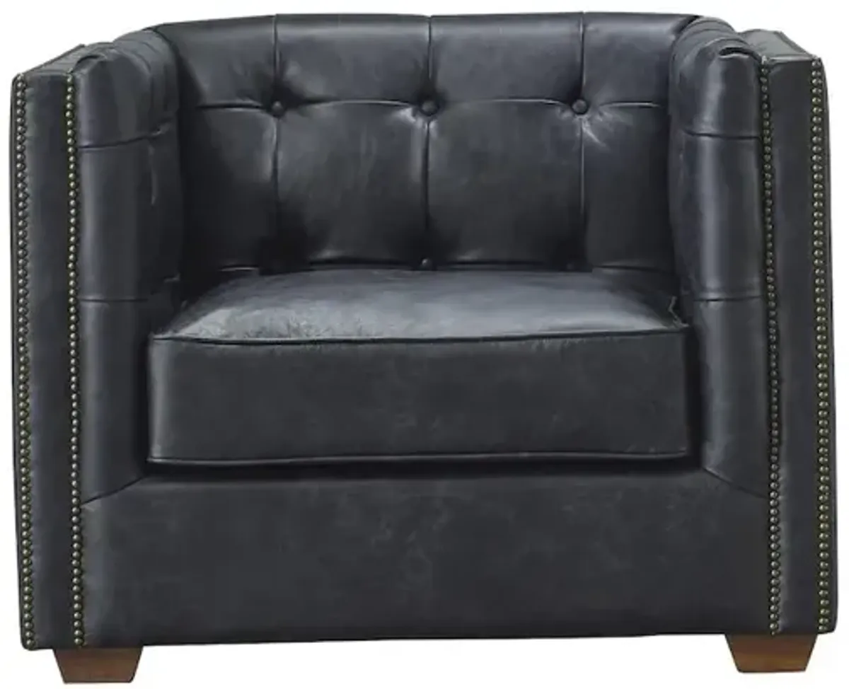 Crafters and Weavers Tuxedo Leather Arm Chair - Slate