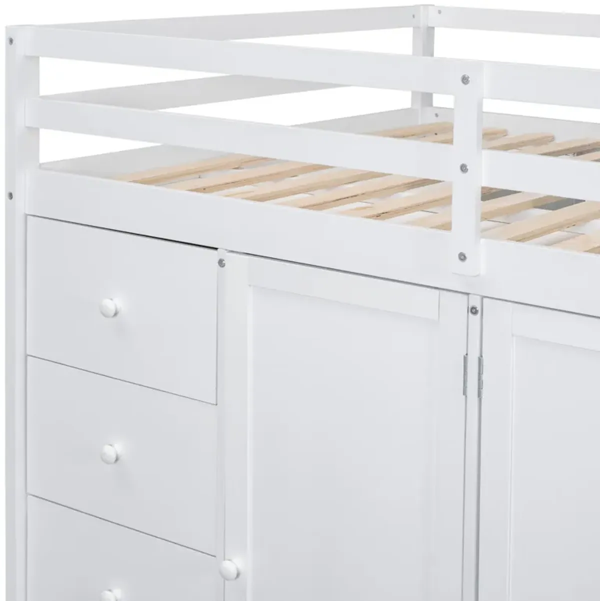 Merax Wood Loft Bed with Built-in Wardrobes