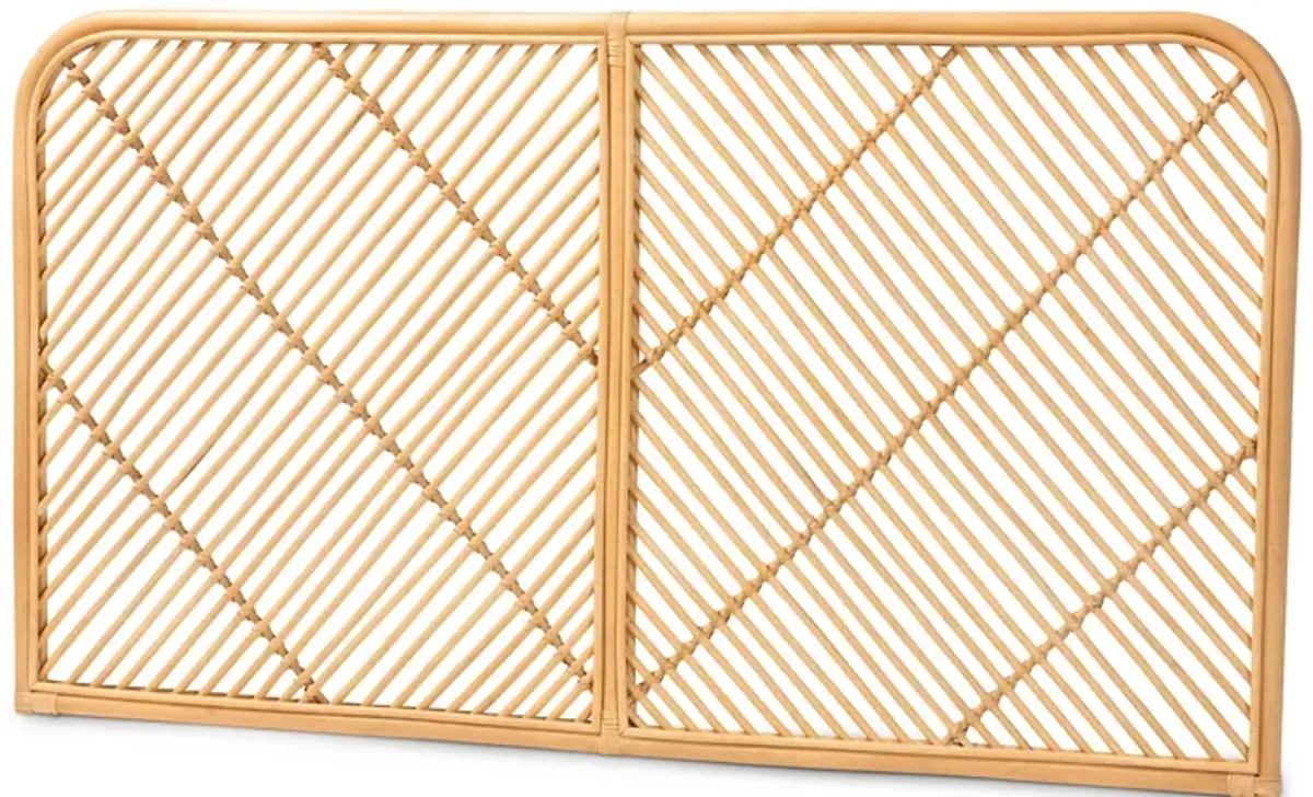 Baxton Studio Sakina Modern Bohemian Natural Brown Rattan Queen Size Wall-mount Headboard