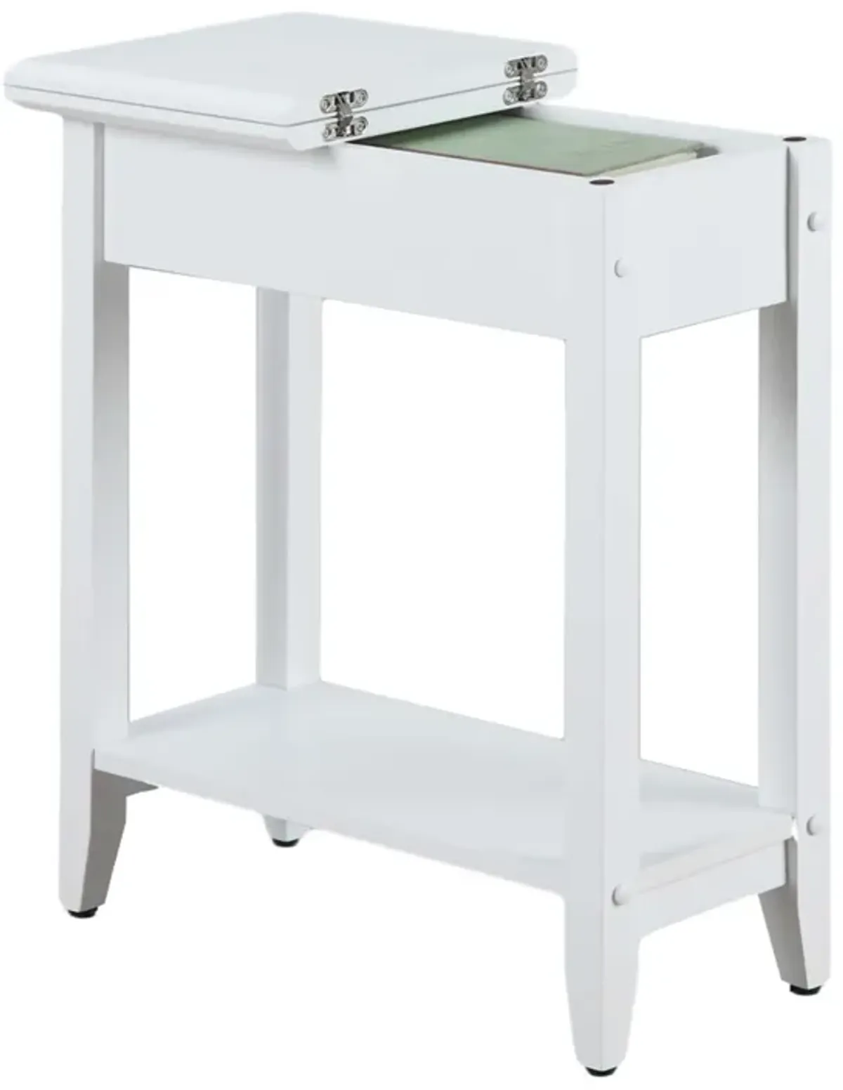 Convenience Concepts American Heritage Flip Top End Table with Shelf, White