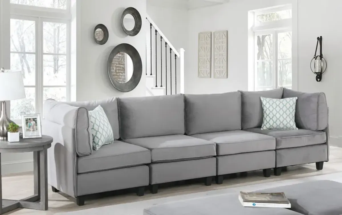 Zelmira Gray Velvet 4Pc Sofa