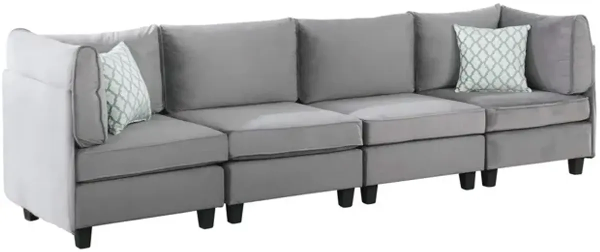 Zelmira Gray Velvet 4Pc Sofa