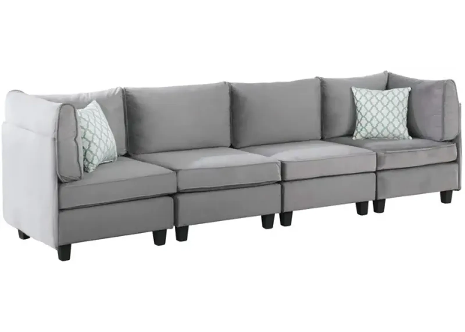 Zelmira Gray Velvet 4Pc Sofa